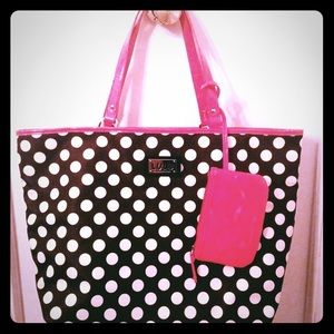 NWT LULU GUINNESS POLKA TOTE PINK